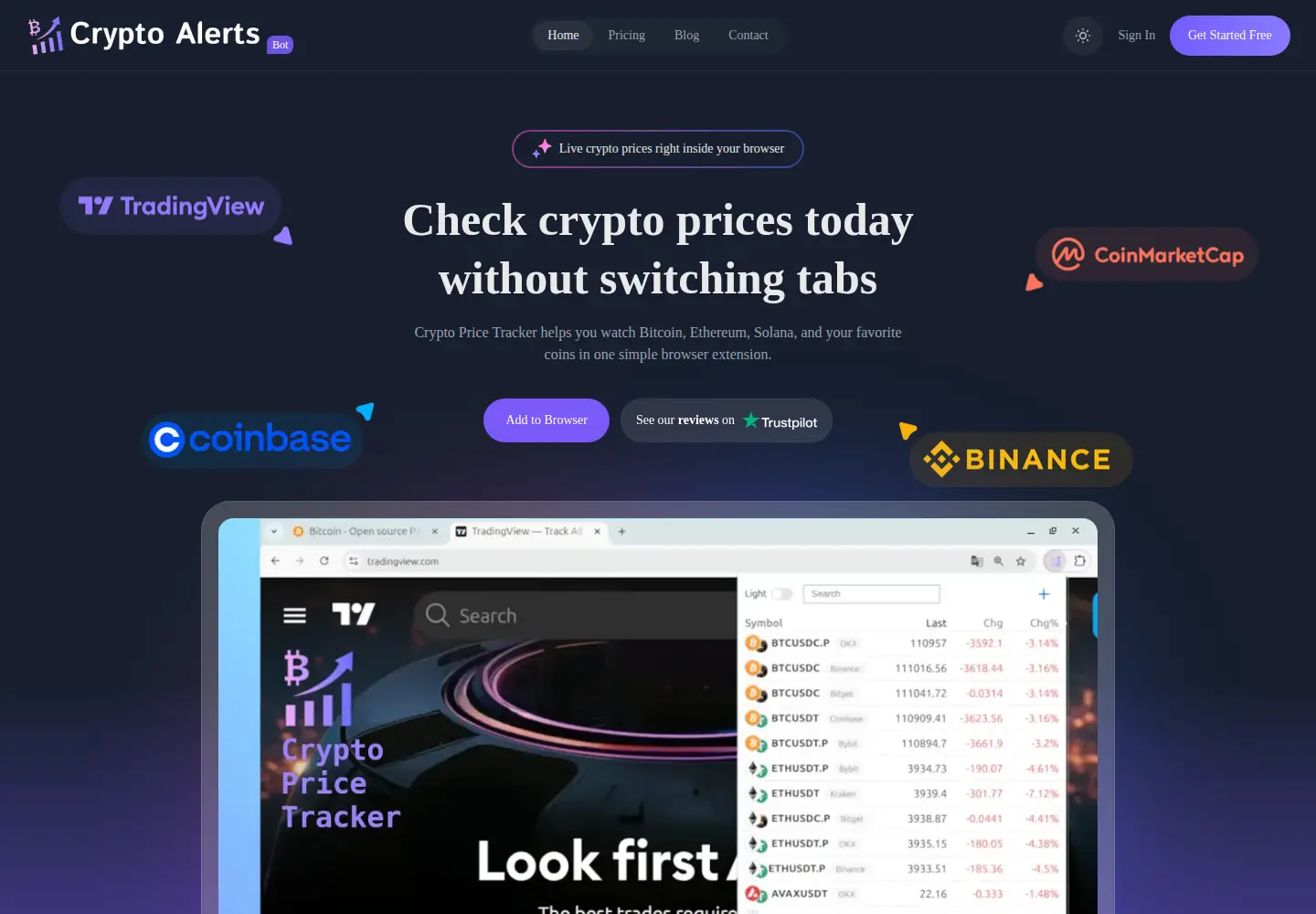 Screenshot of cryptopricealertsbot.com