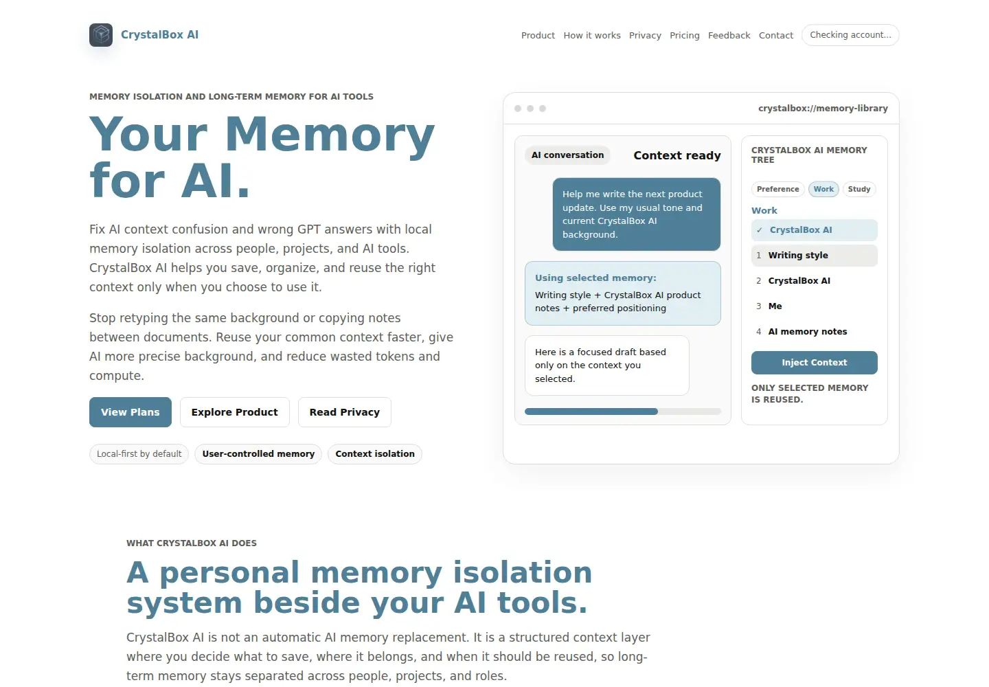 Screenshot of crystalboxai.com