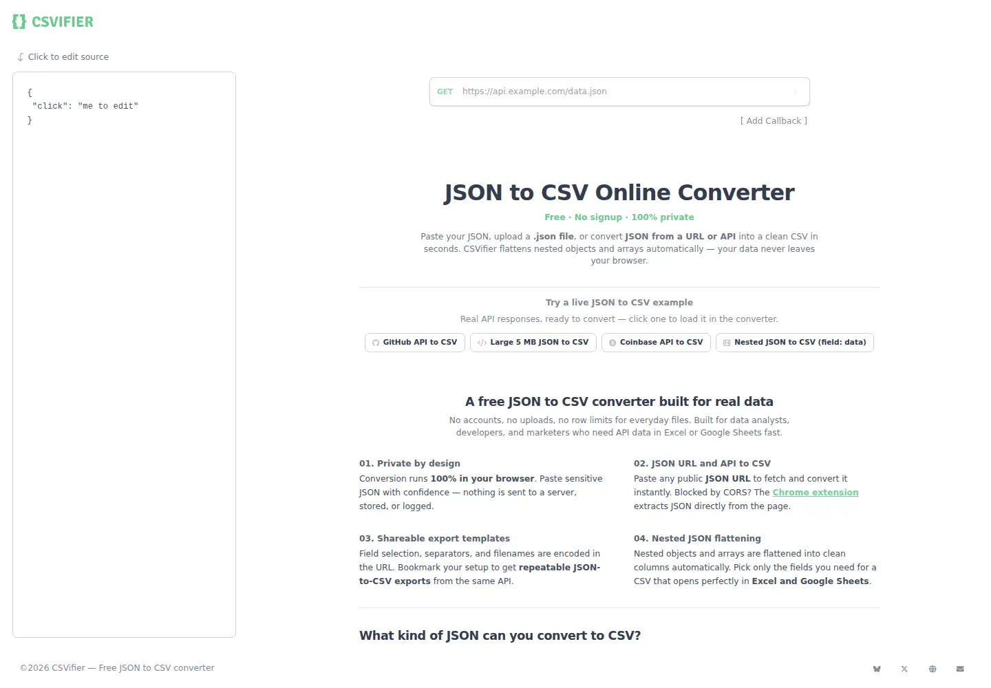 Screenshot of csvifier.com
