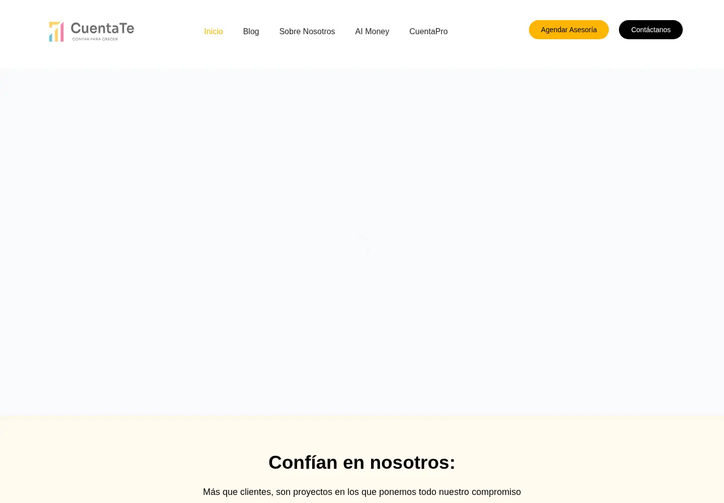 Captured homepage of cuentate.com in the current scan
