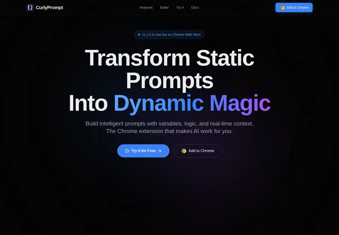 Screenshot of curlyprompt.com
