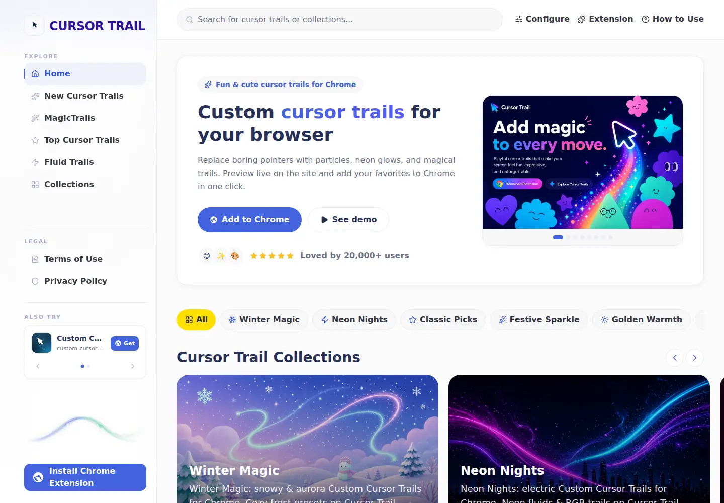 Captured homepage of cursor-trail.com in the current scan