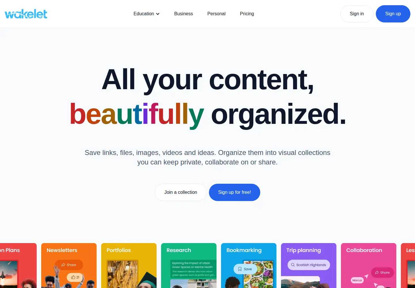 Screenshot of wakelet.com