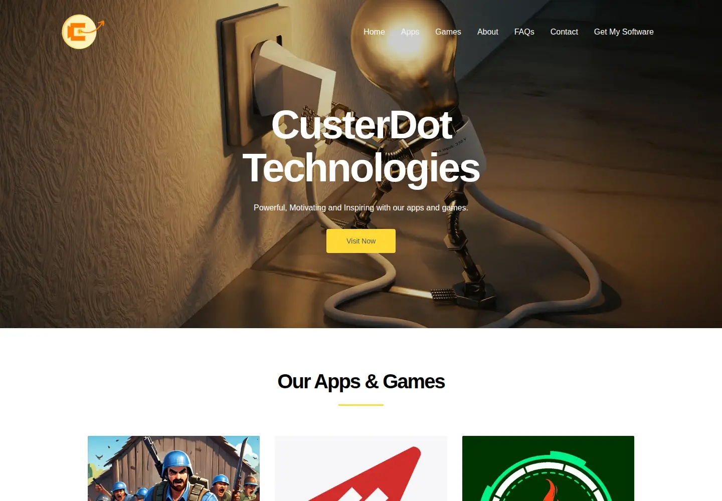 Captured homepage of custerdottechnologies.com in the current scan