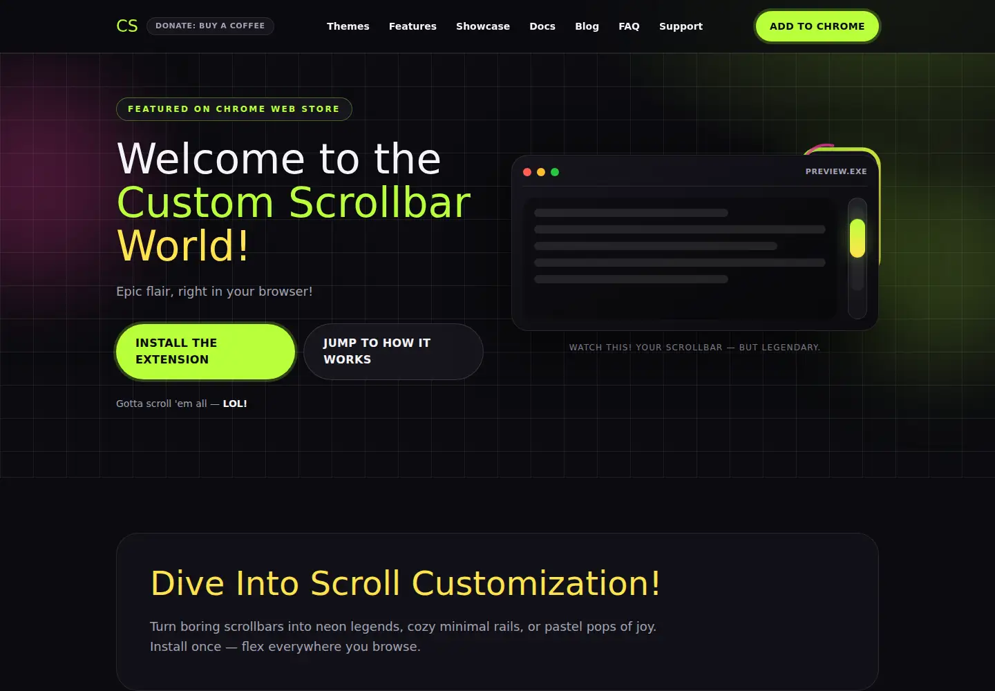 Captured homepage of custom-scrollbar.com in the current scan
