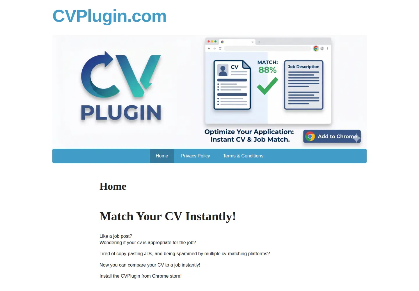 Screenshot of cvplugin.com