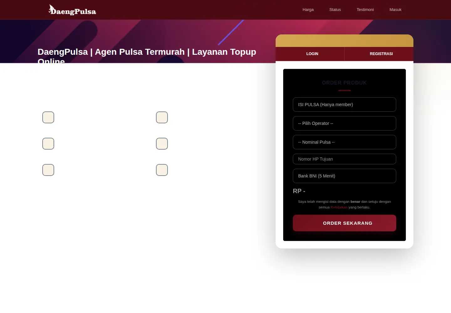 Captured homepage of daengpulsa.com in the current scan