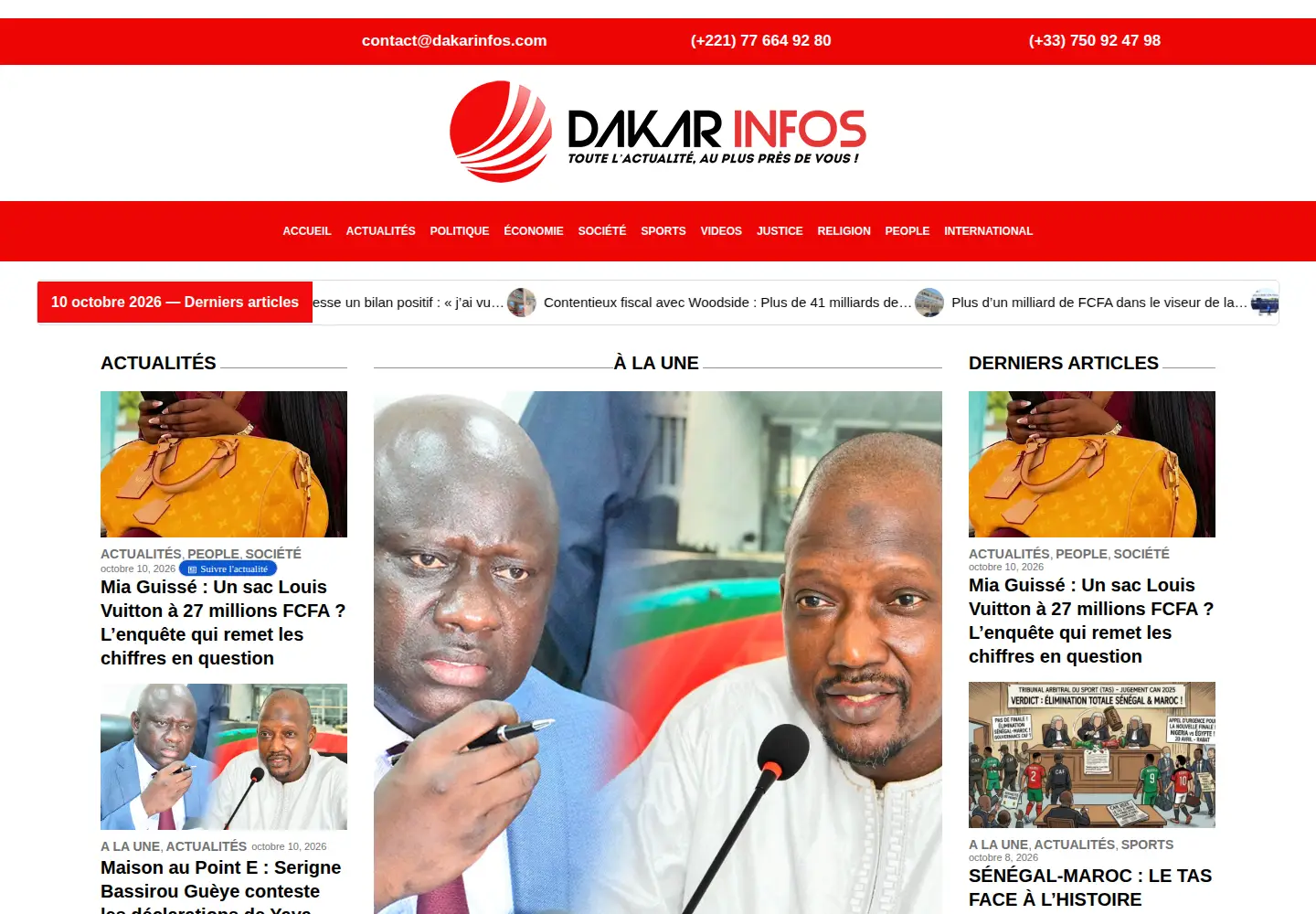 Screenshot of dakarinfos.com