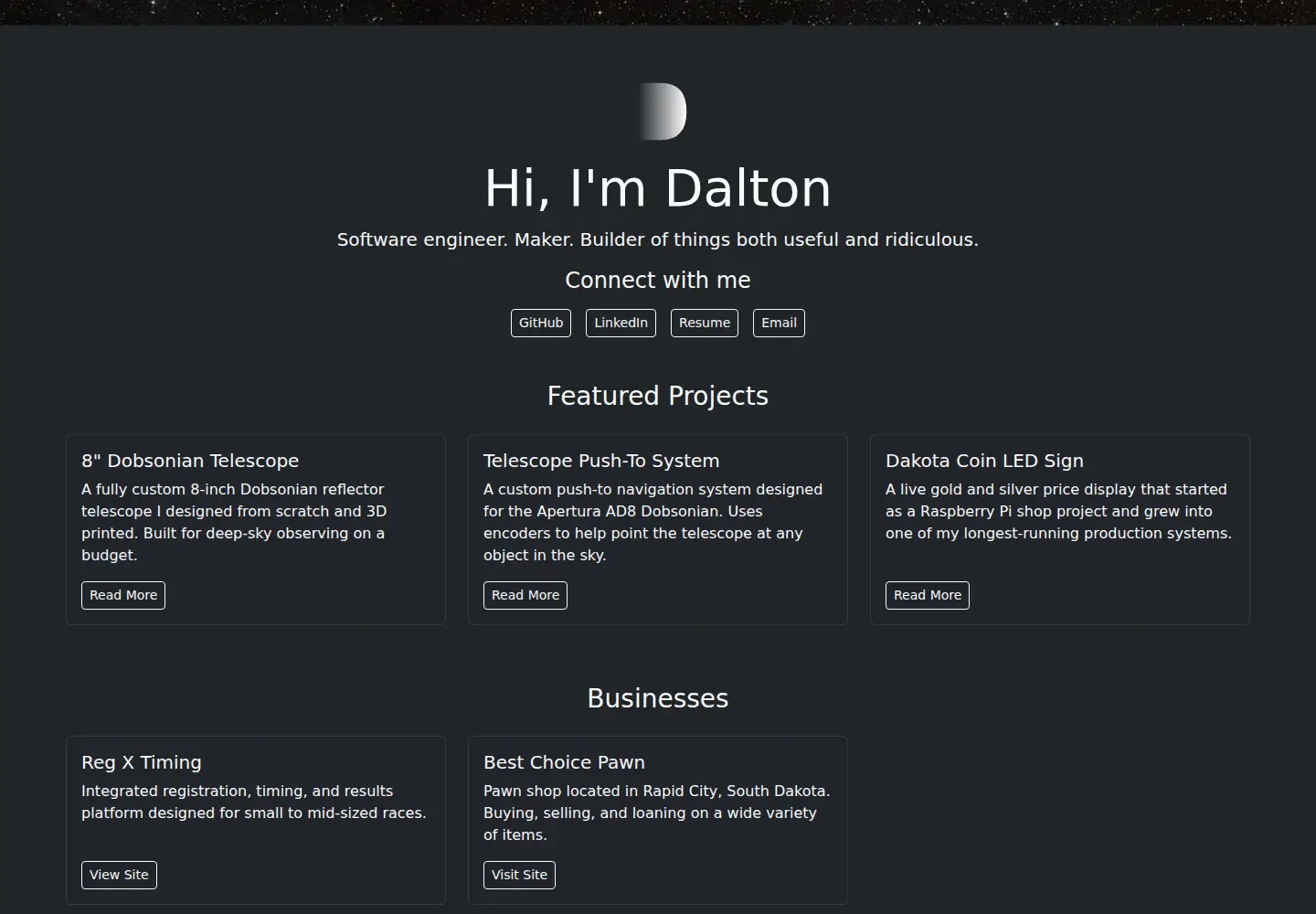 Screenshot of daltonsbaker.com