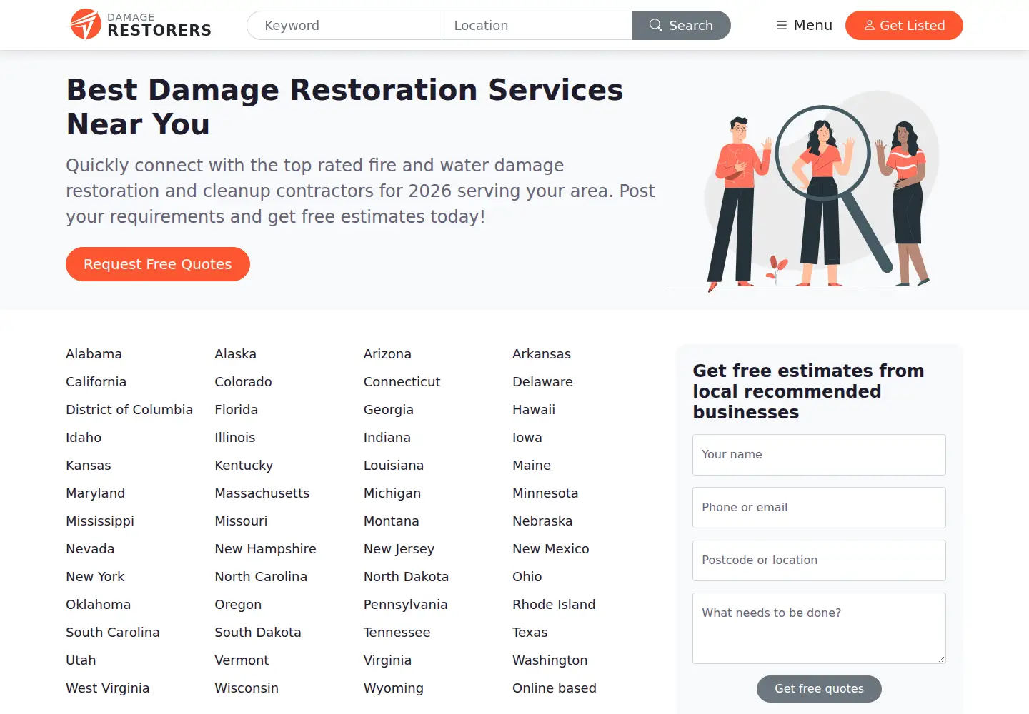 Screenshot of damagerestorers.com