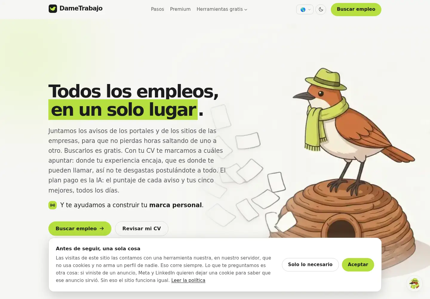 Screenshot of dametrabajo.com