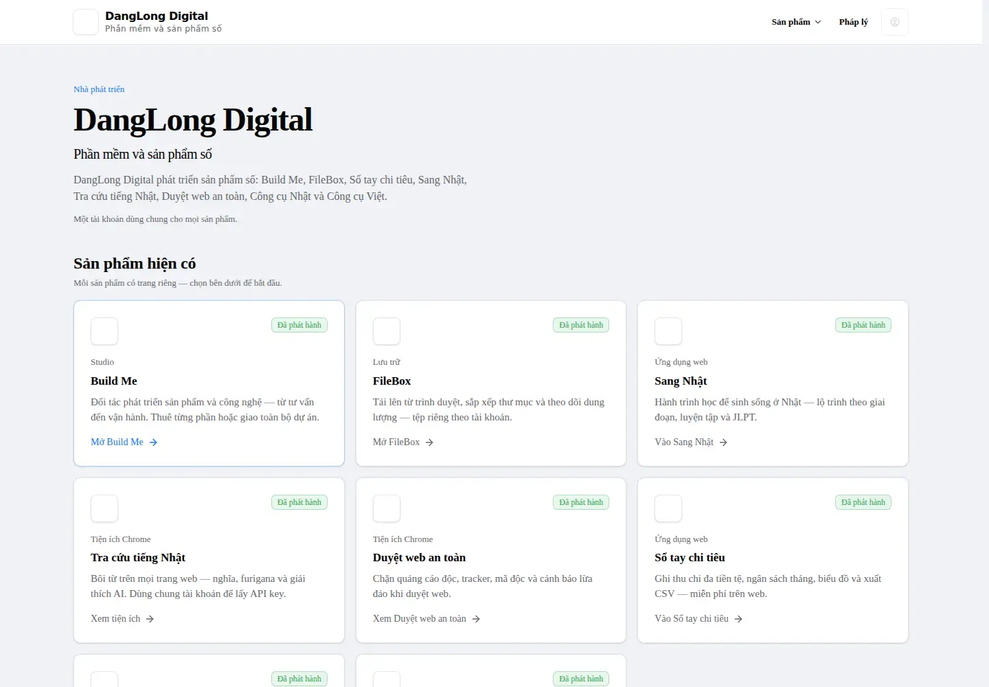 Captured homepage of danglongdigital.com in the current scan