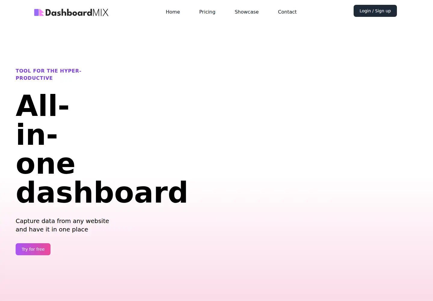 Screenshot of dashboardmix.com