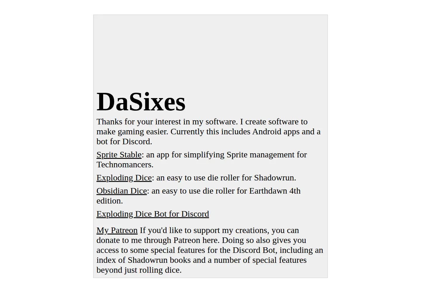 Screenshot of dasixes.com