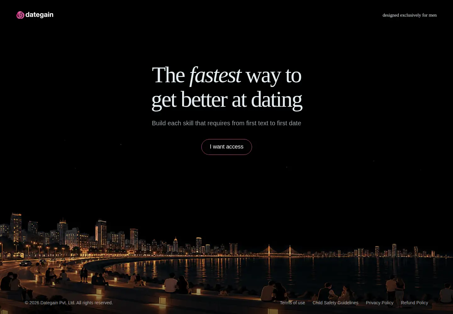 Captured homepage of dategain.com in the current scan