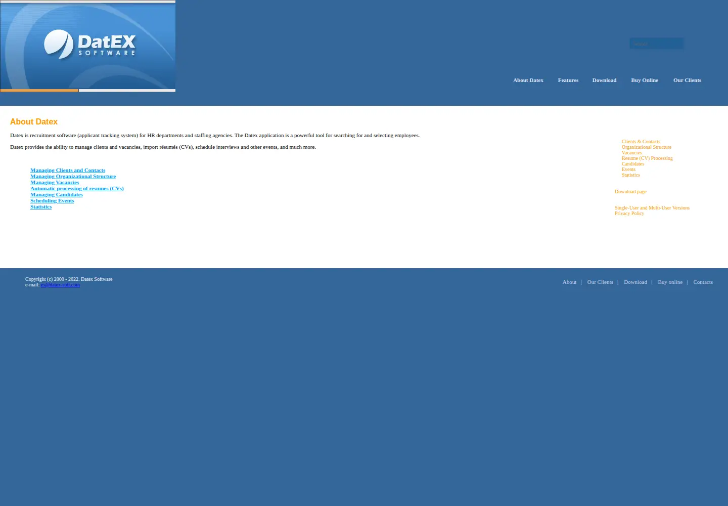Captured homepage of datex-soft.com in the current scan