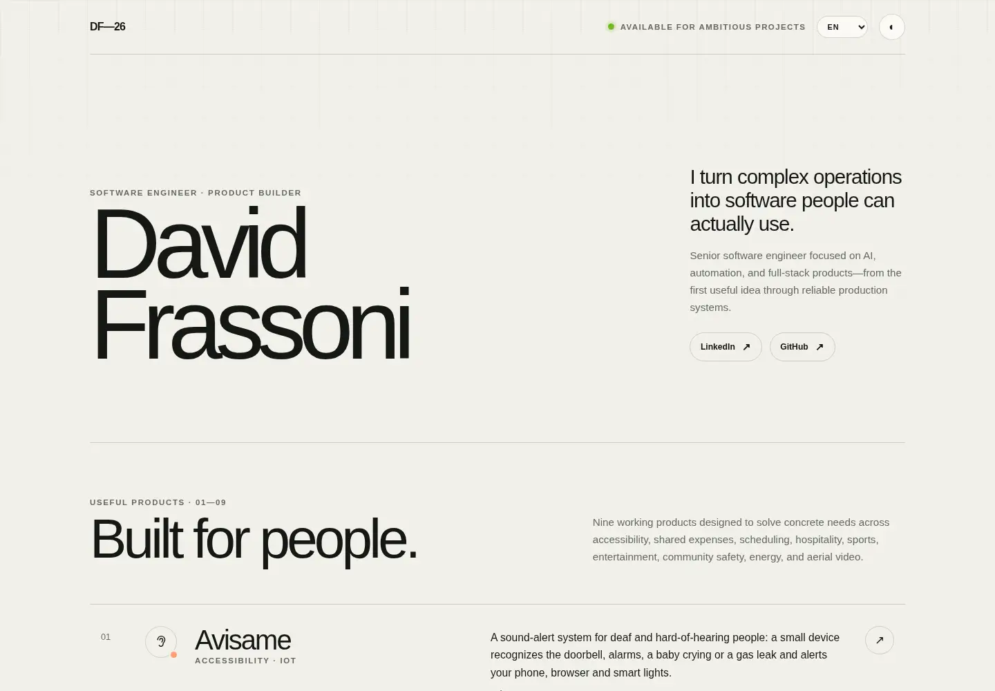 Screenshot of davefrassoni.com