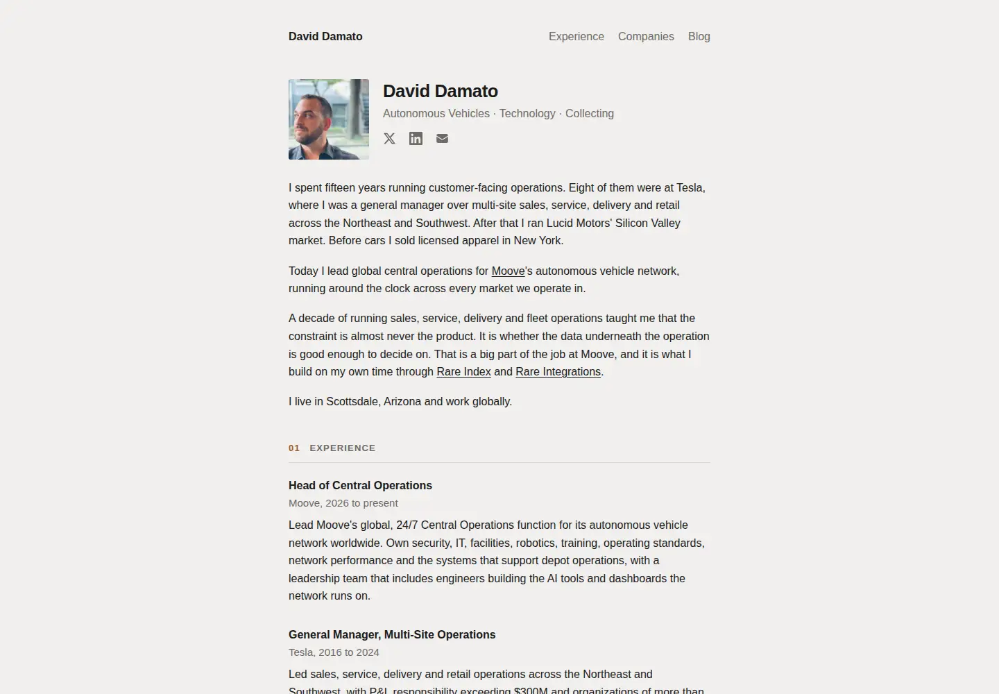 Screenshot of daviddamato.com