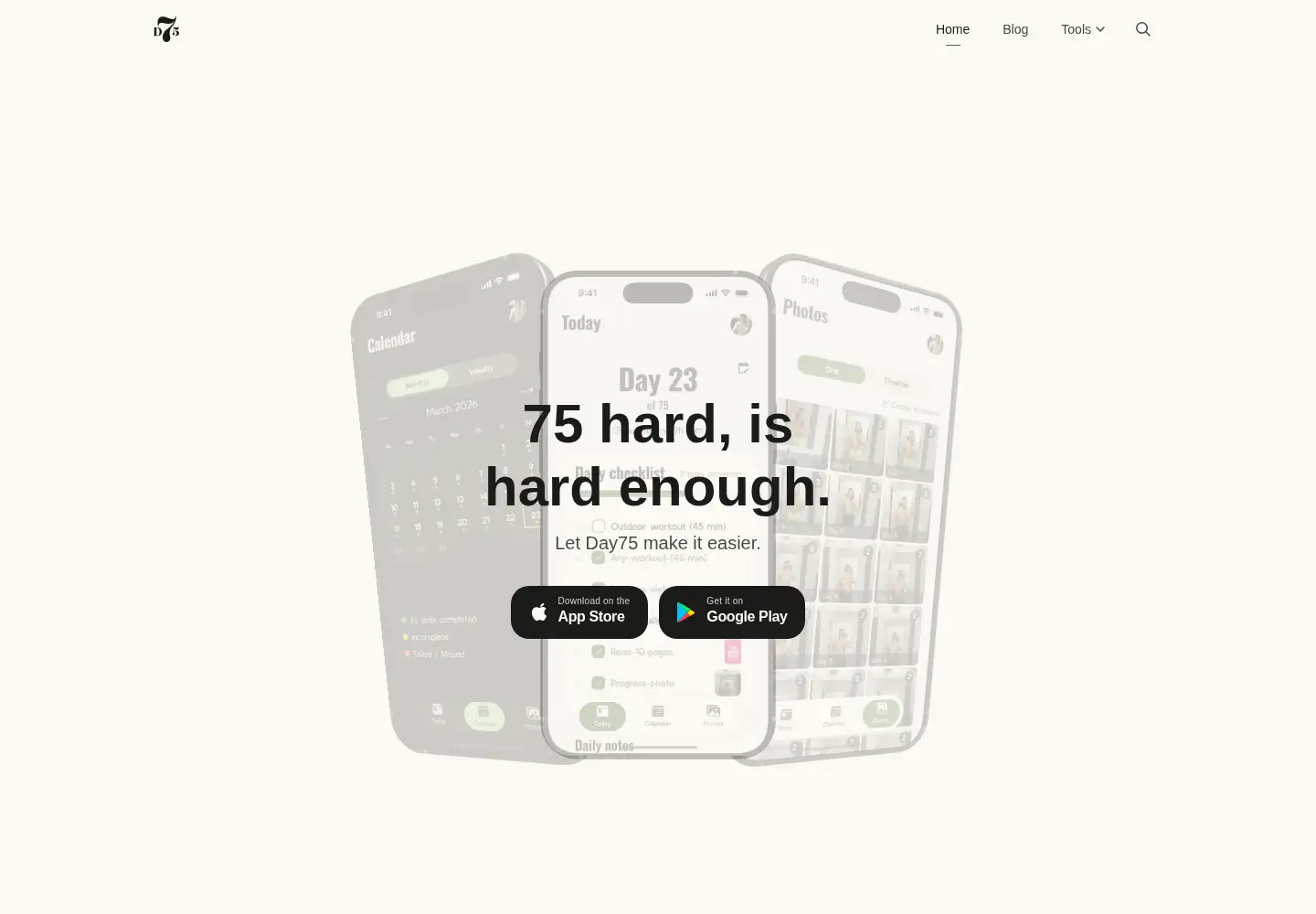 Captured homepage of day75.com in the current scan
