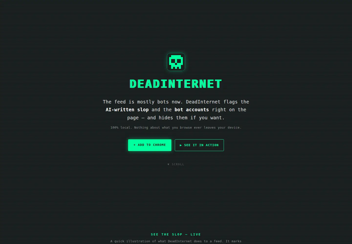 Screenshot of deadinternetapp.com