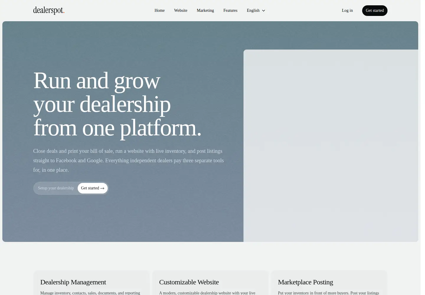 Captured homepage of dealerspot.com in the current scan