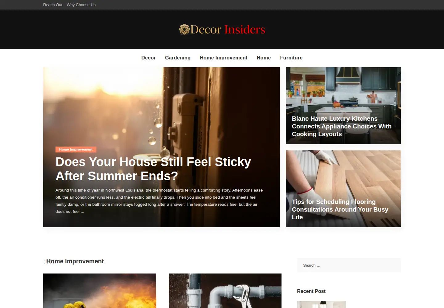 Captured homepage of decorinsiders.com in the current scan