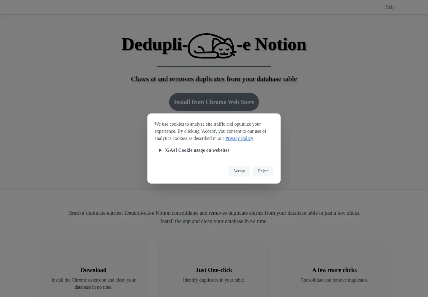 Screenshot of deduplicatenotion.com