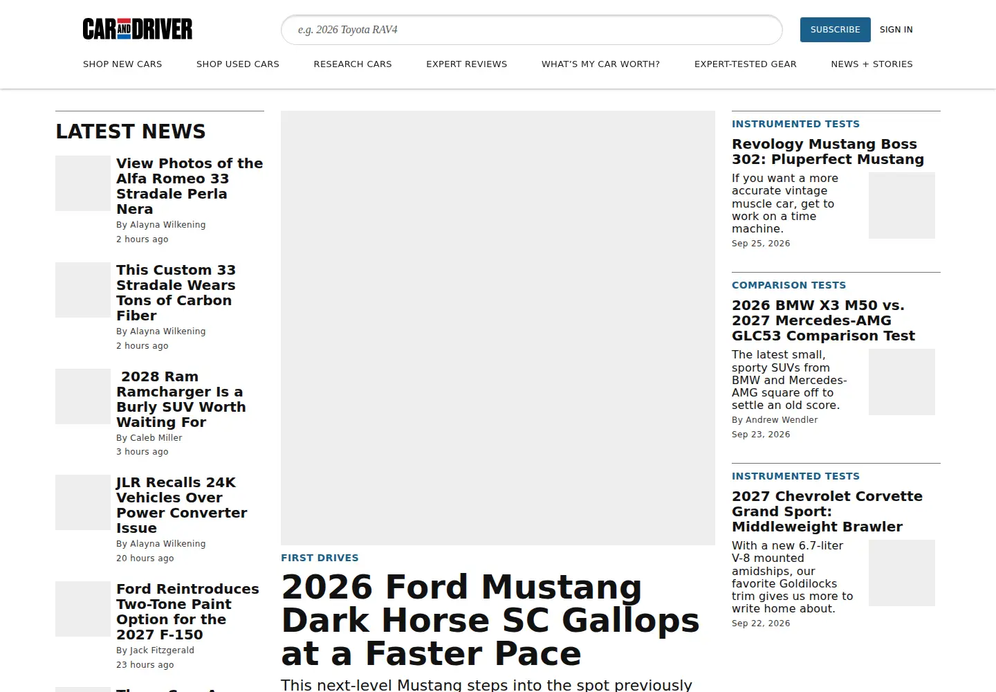 Screenshot of caranddriver.com