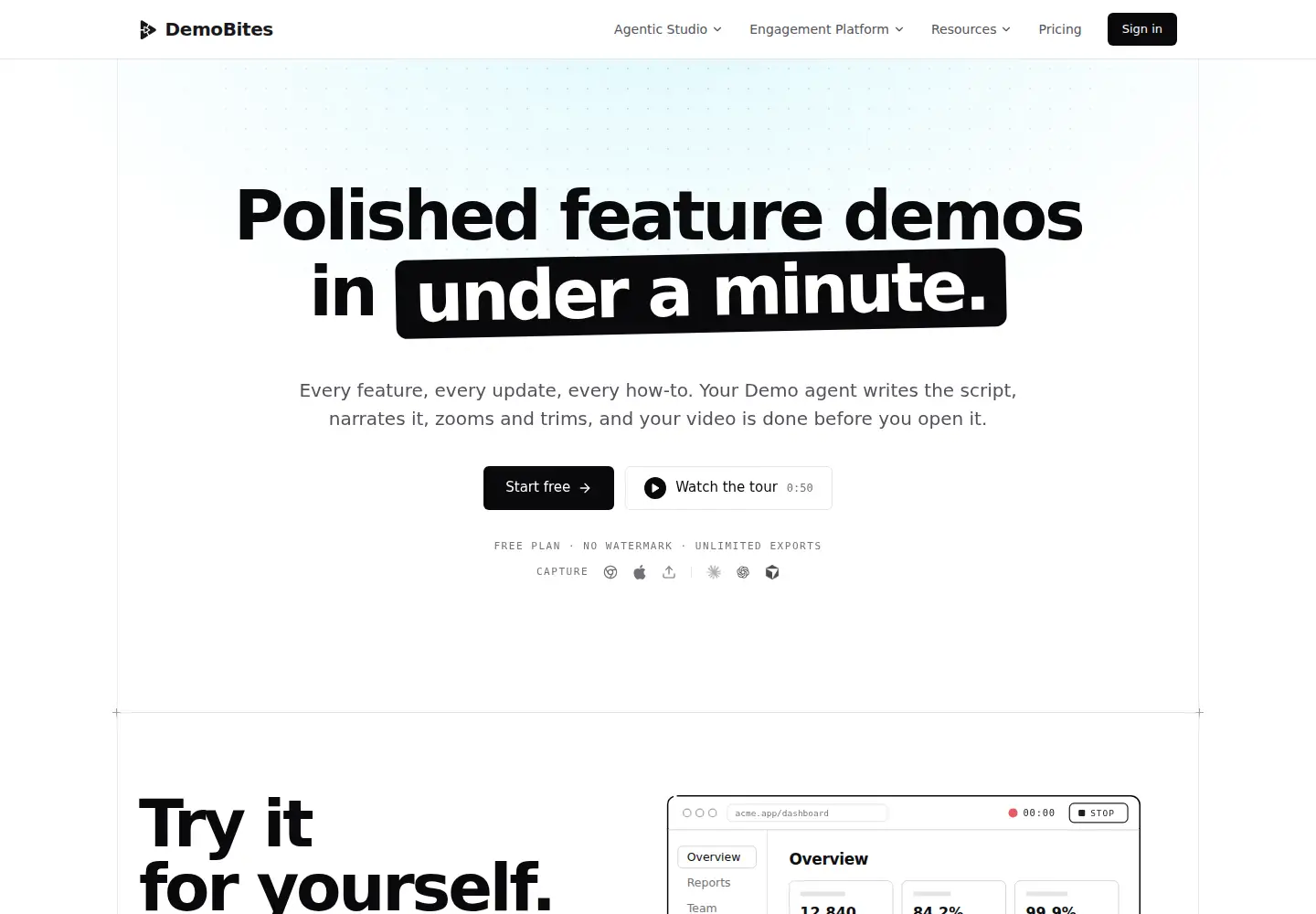 Captured homepage of demobites.com in the current scan