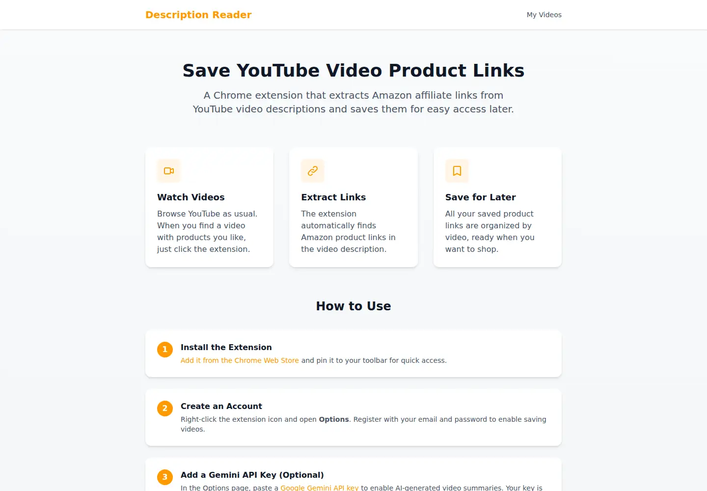 Screenshot of descriptionreader.com