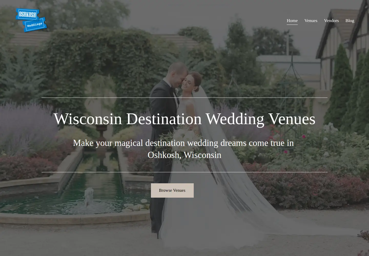 Captured homepage of destinationoshkoshweddings.com in the current scan