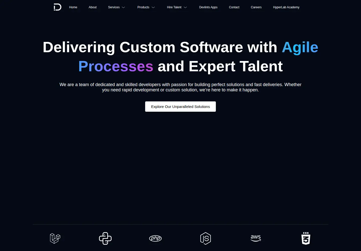 Captured homepage of devlints.com in the current scan
