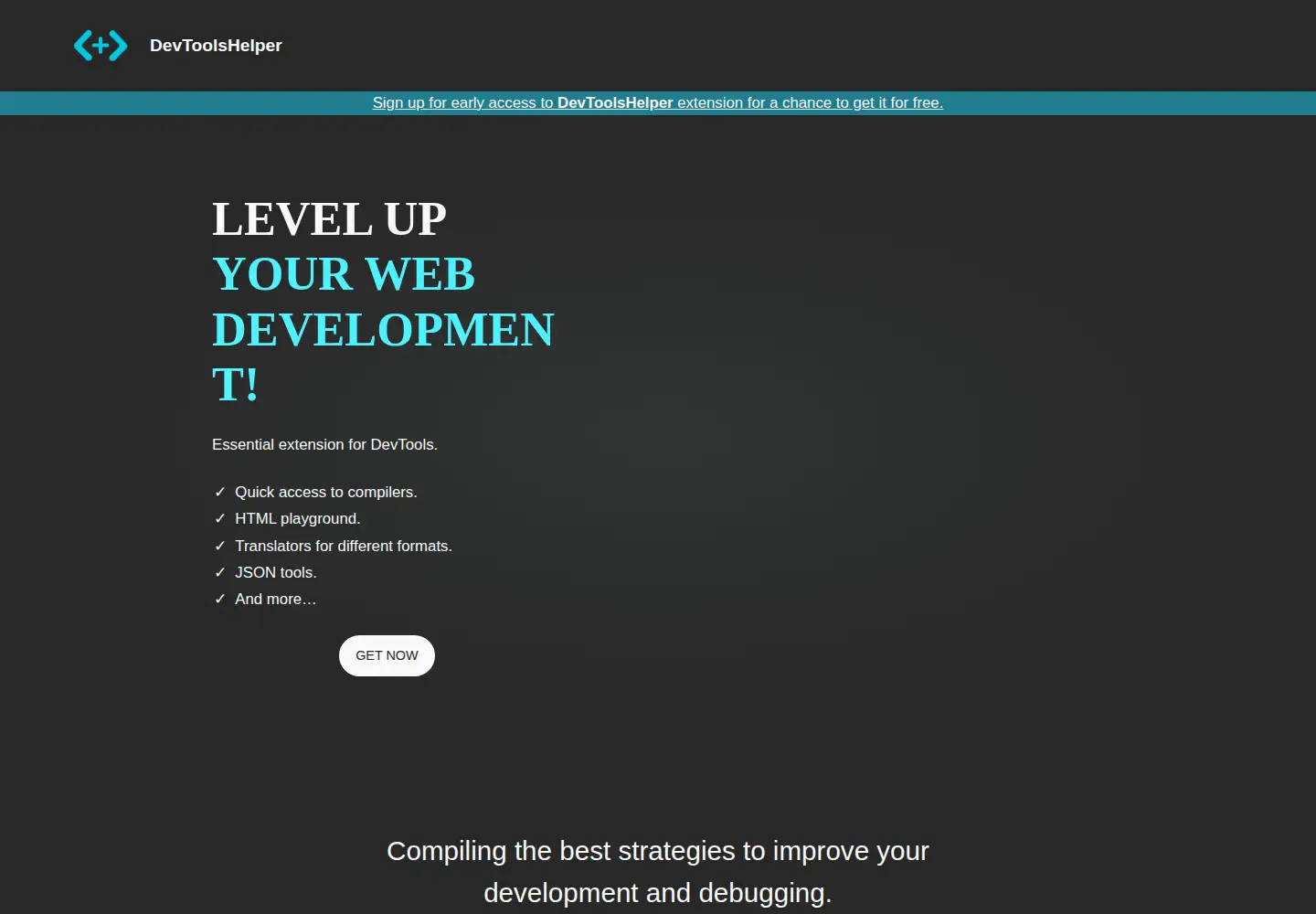Captured homepage of devtoolshelper.com in the current scan