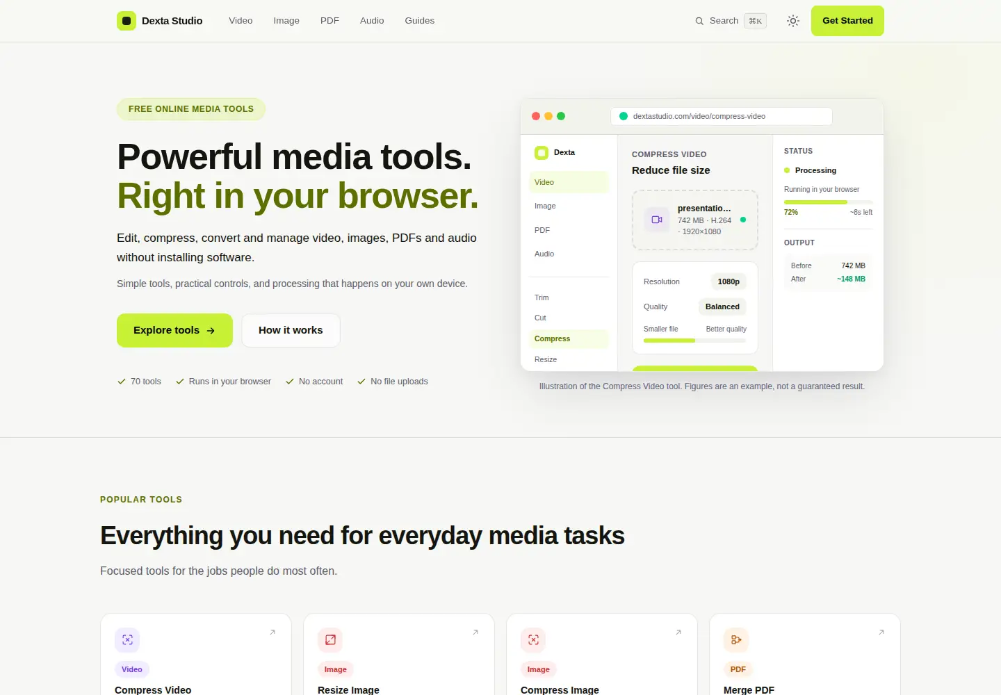 Captured homepage of dextastudio.com in the current scan