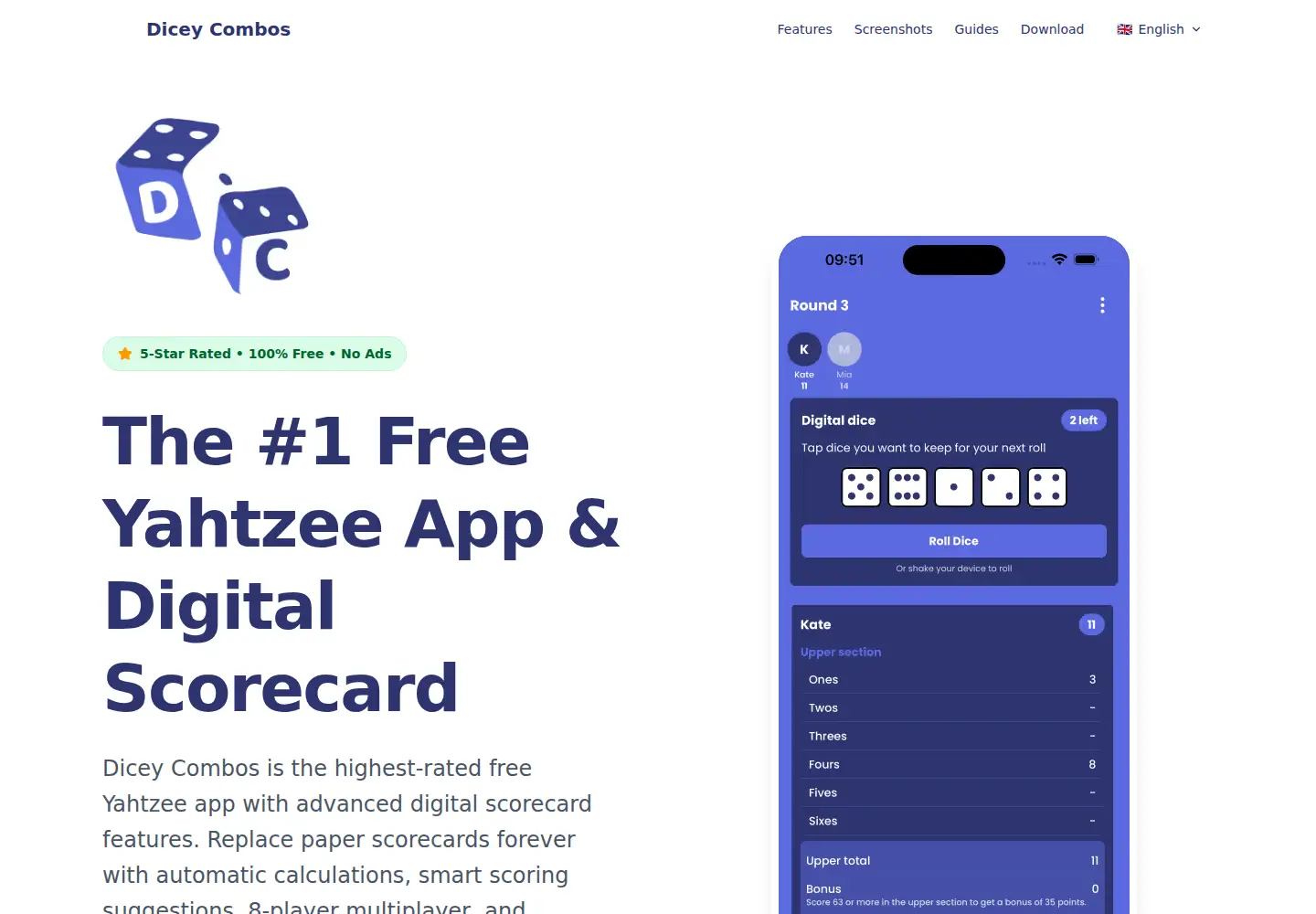 Screenshot of diceycombos.com