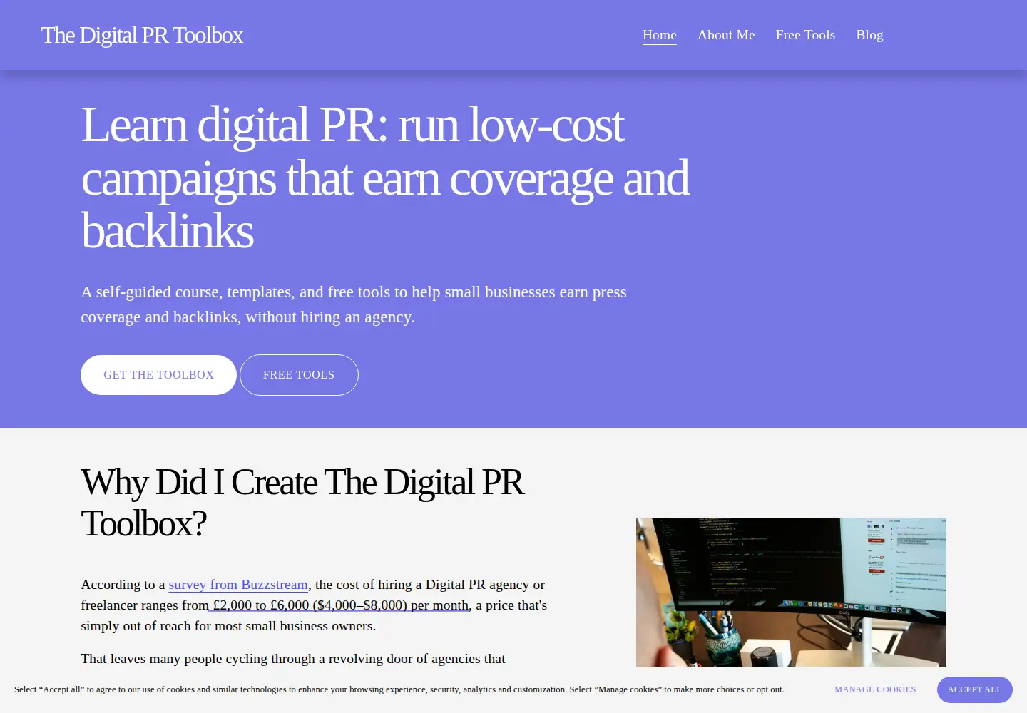 Captured homepage of digitalprtoolbox.com in the current scan
