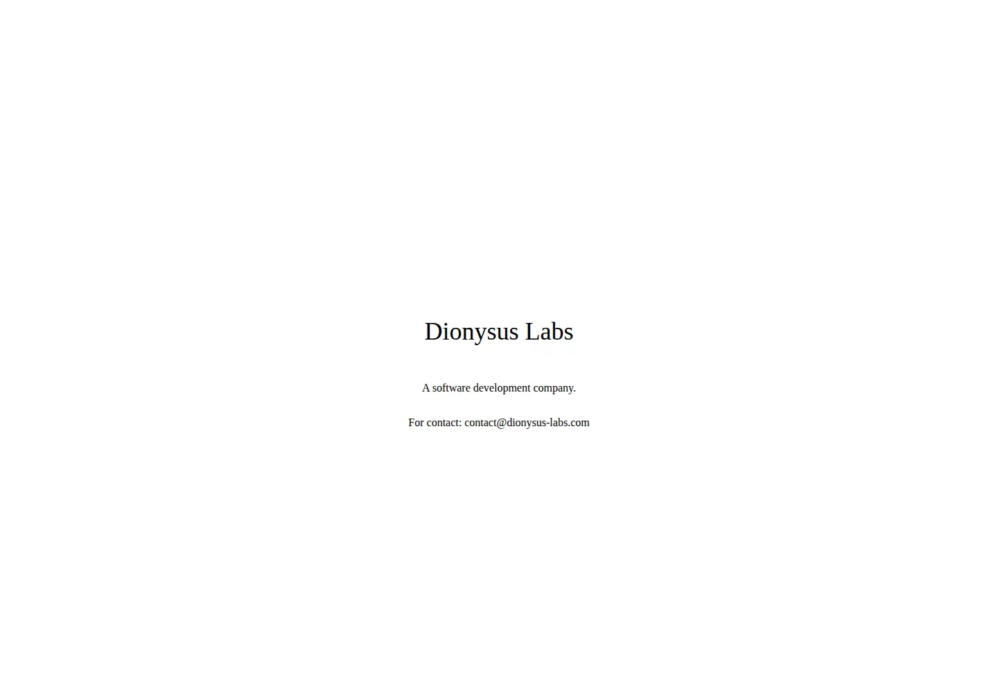 Captured homepage of dionysus-labs.com in the current scan