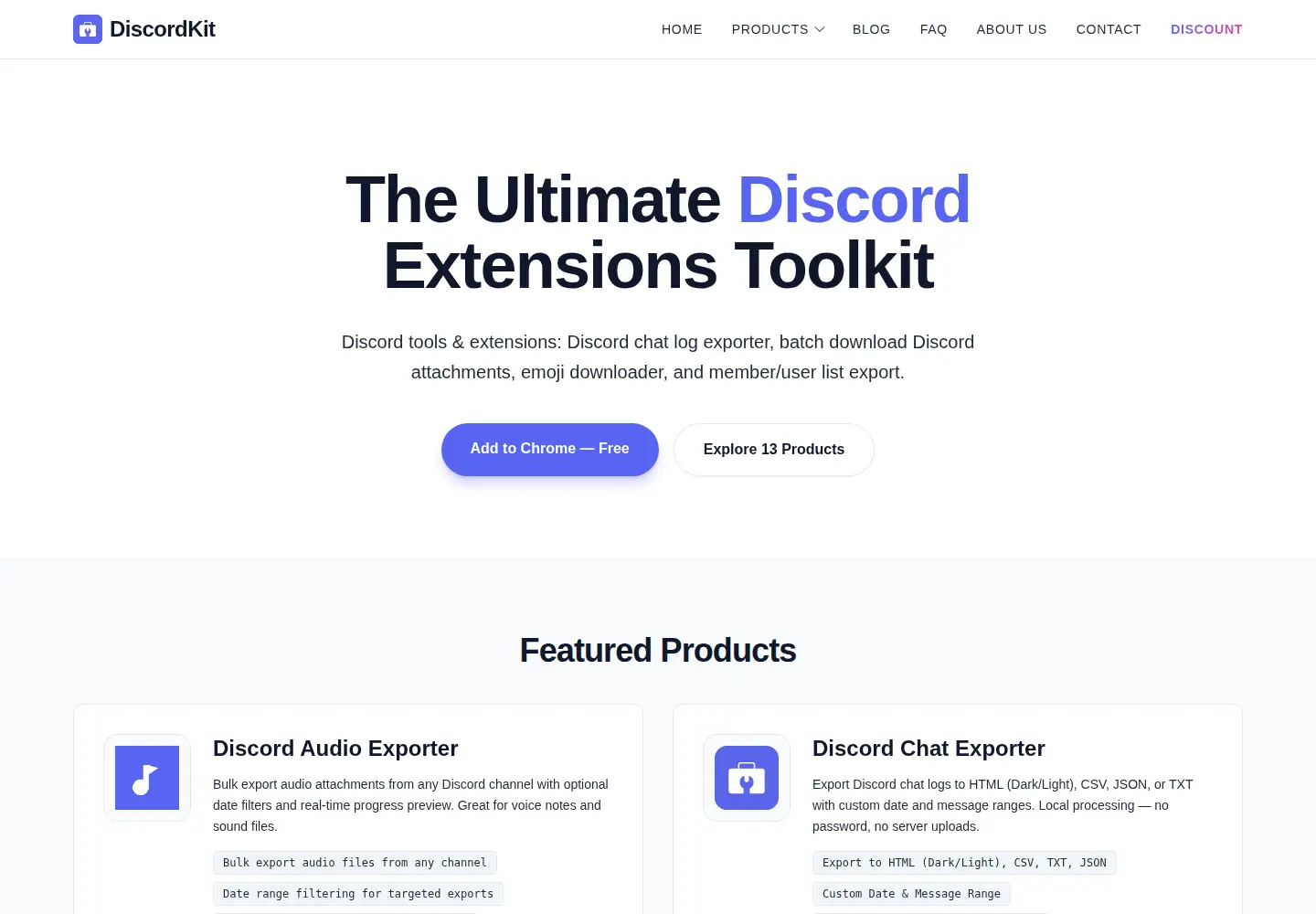 Screenshot of discordkit.com