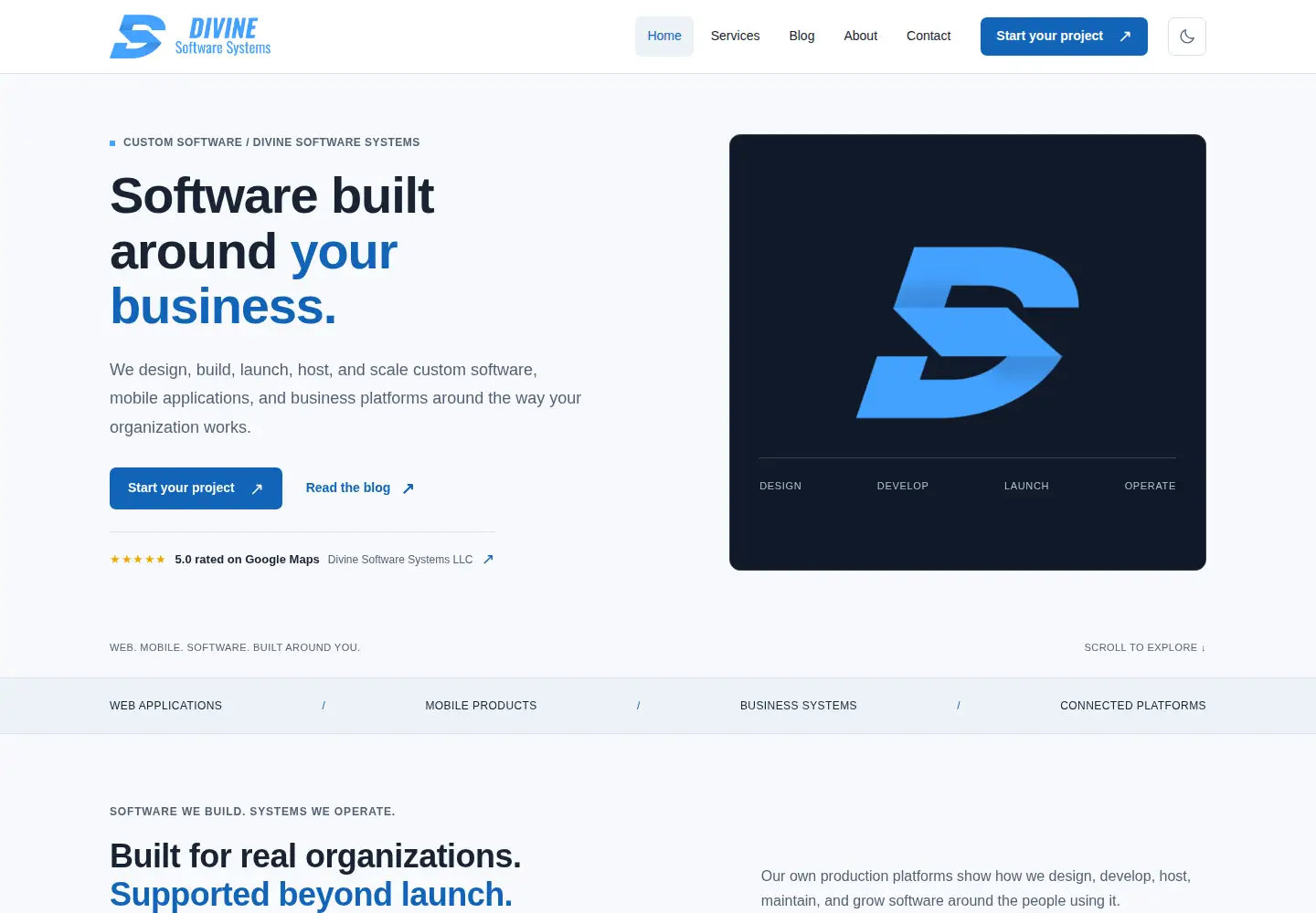 Captured homepage of divinesoftwaresystems.com in the current scan