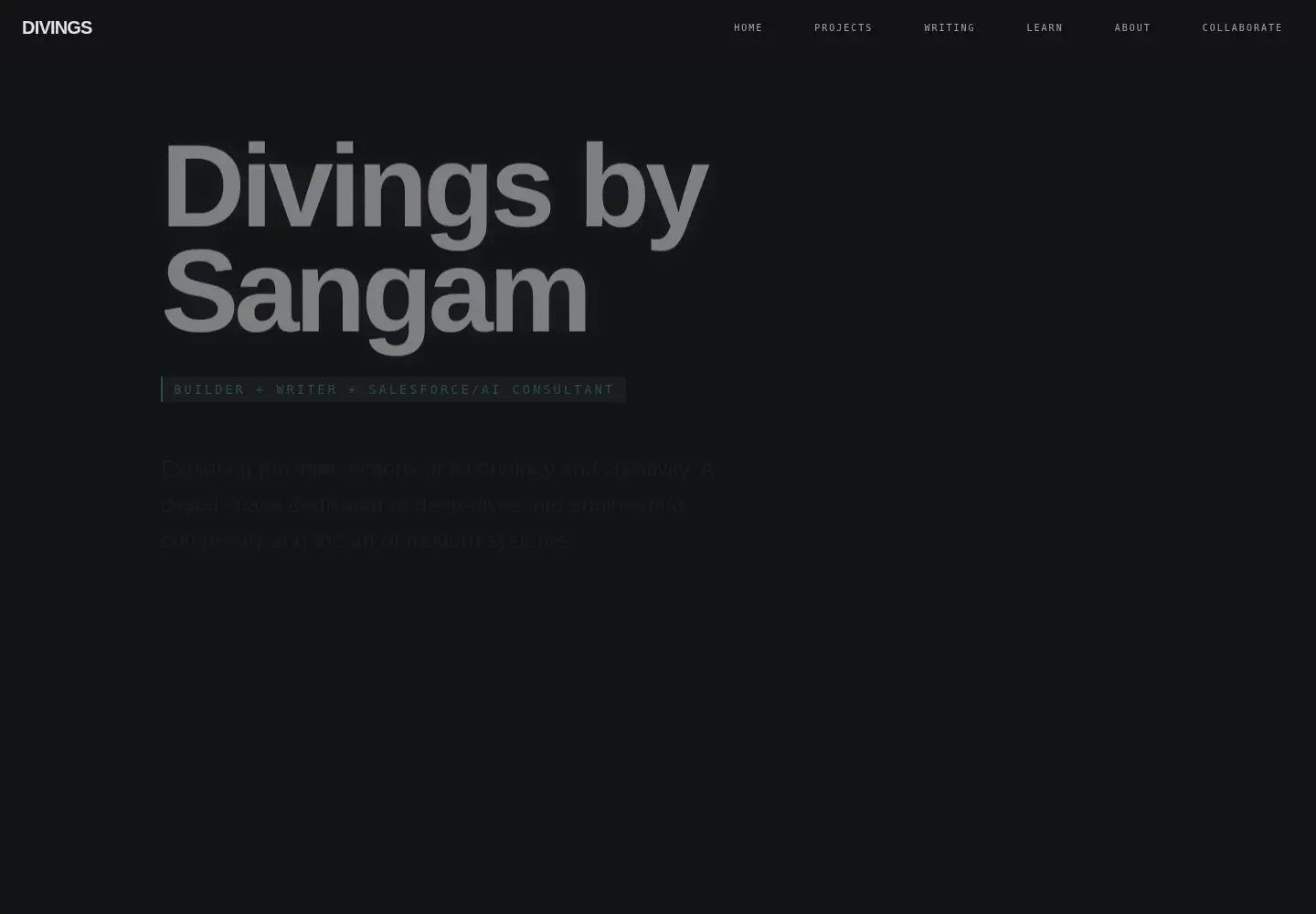 Captured homepage of divingsbysangam.com in the current scan