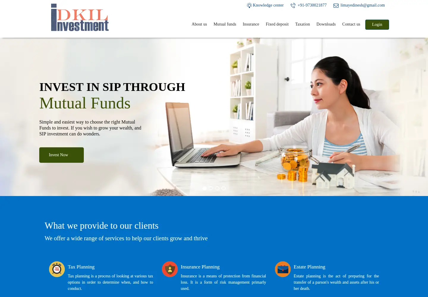 Captured homepage of dkilinvestment.com in the current scan