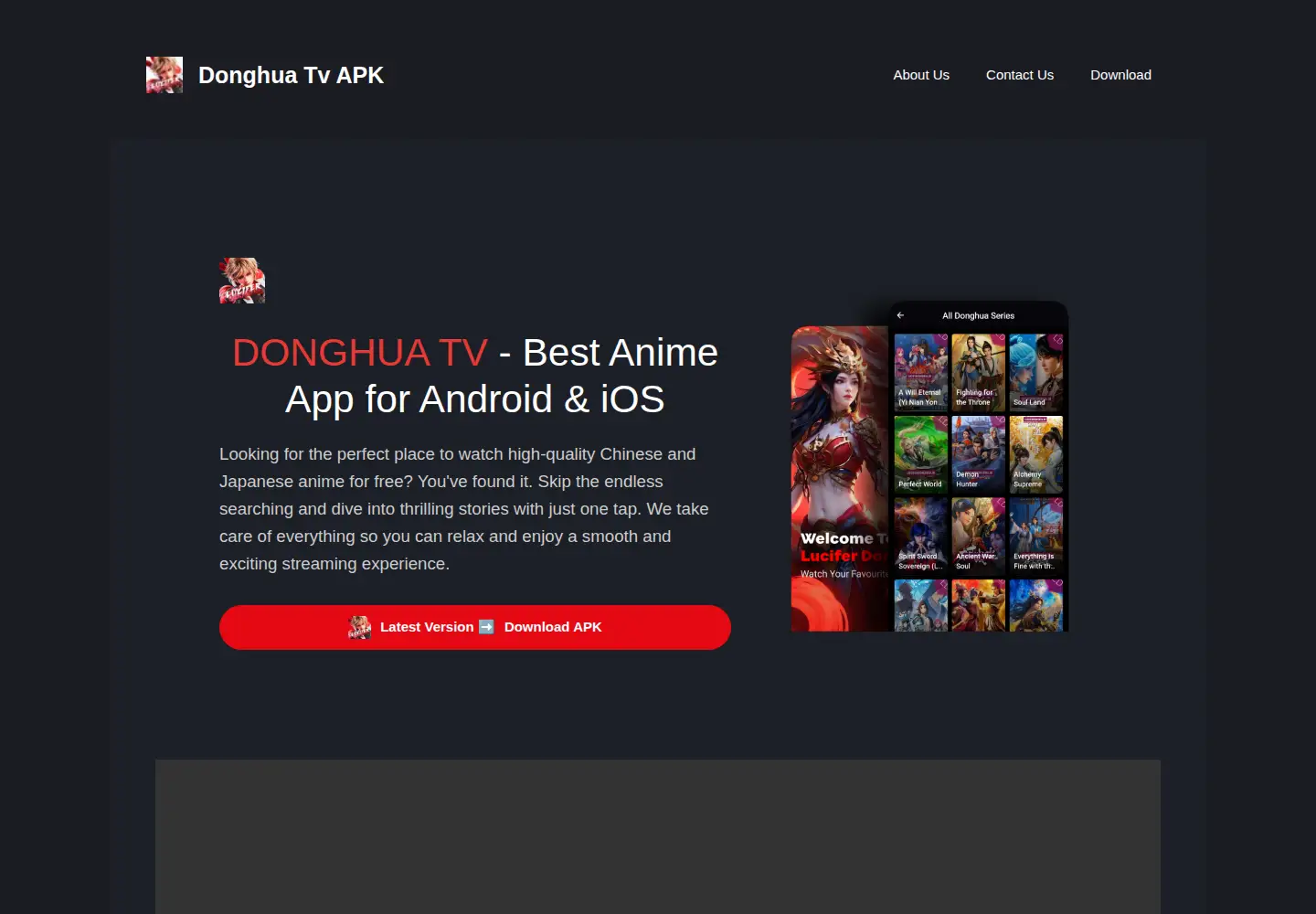 Captured homepage of donghuatv.com in the current scan