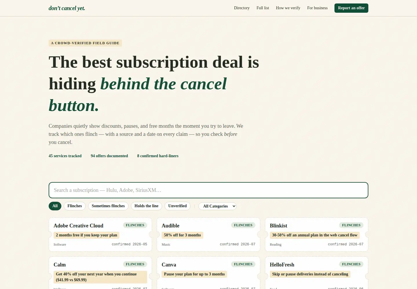 Screenshot of dontcancelyet.com