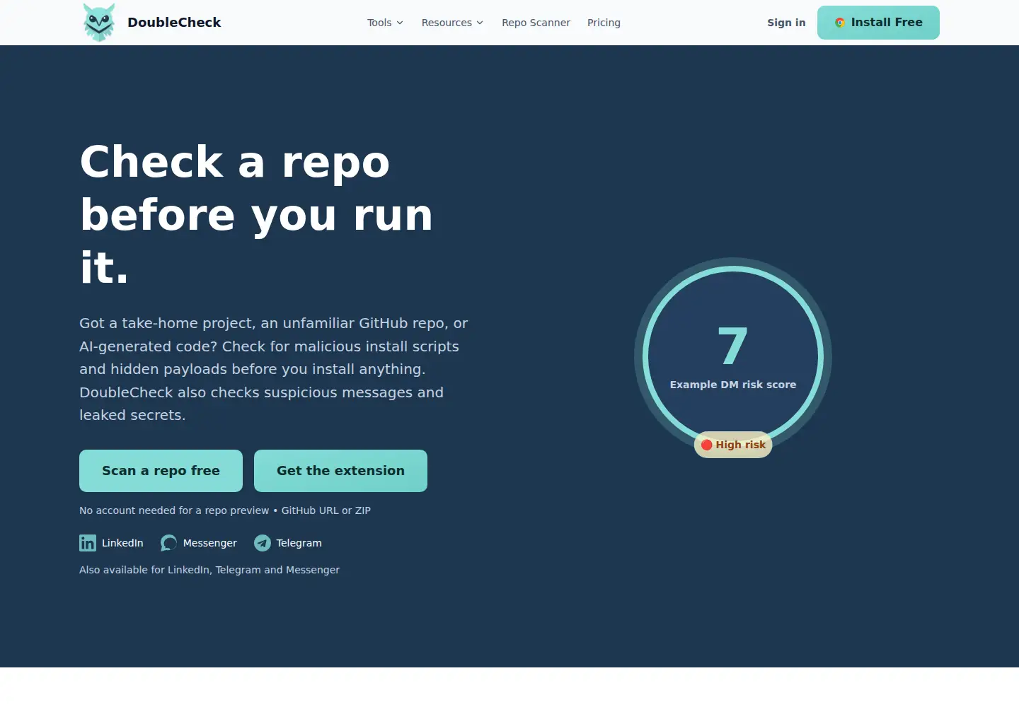 Captured homepage of doublecheckhq.com in the current scan