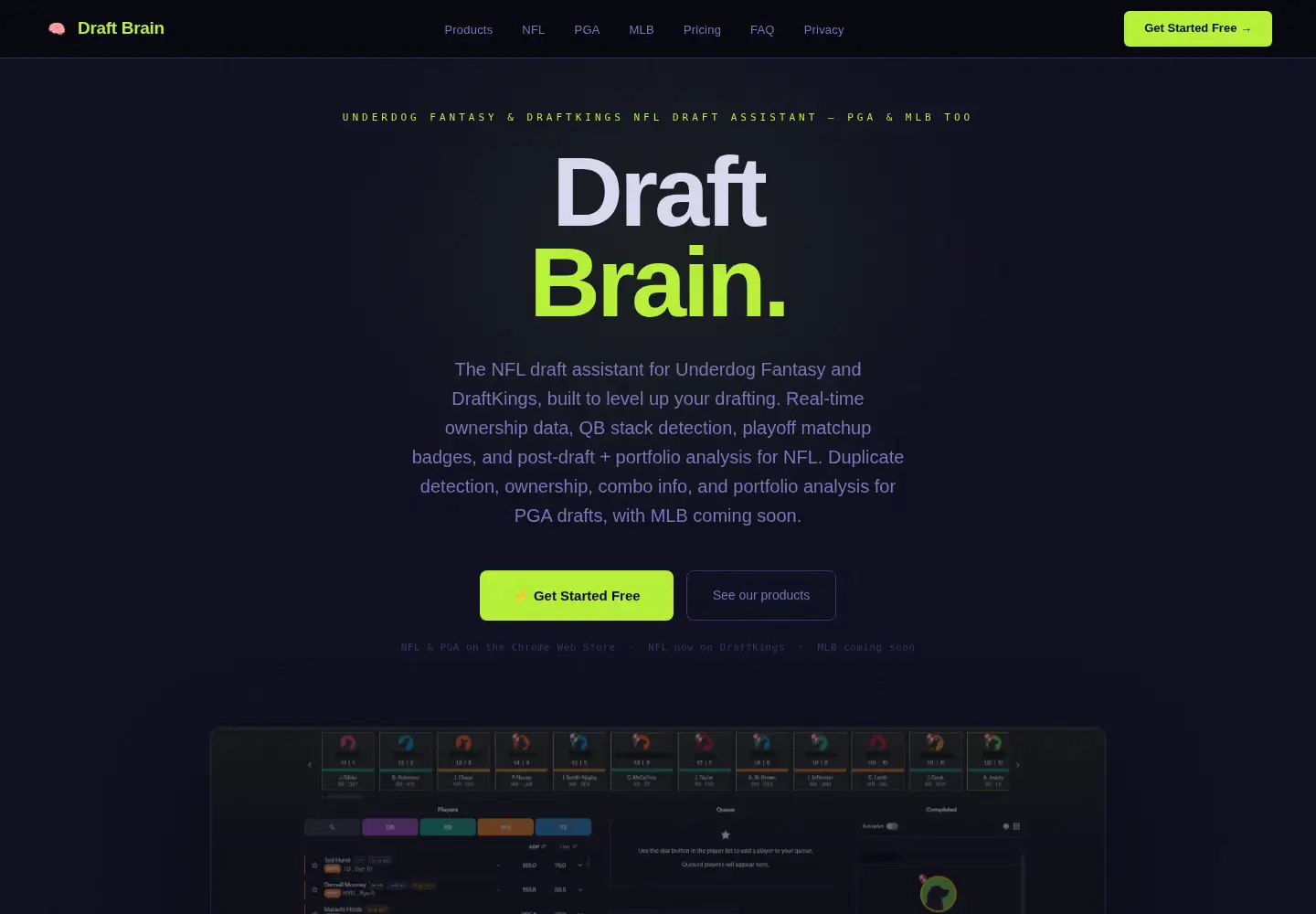Screenshot of draftbrains.com