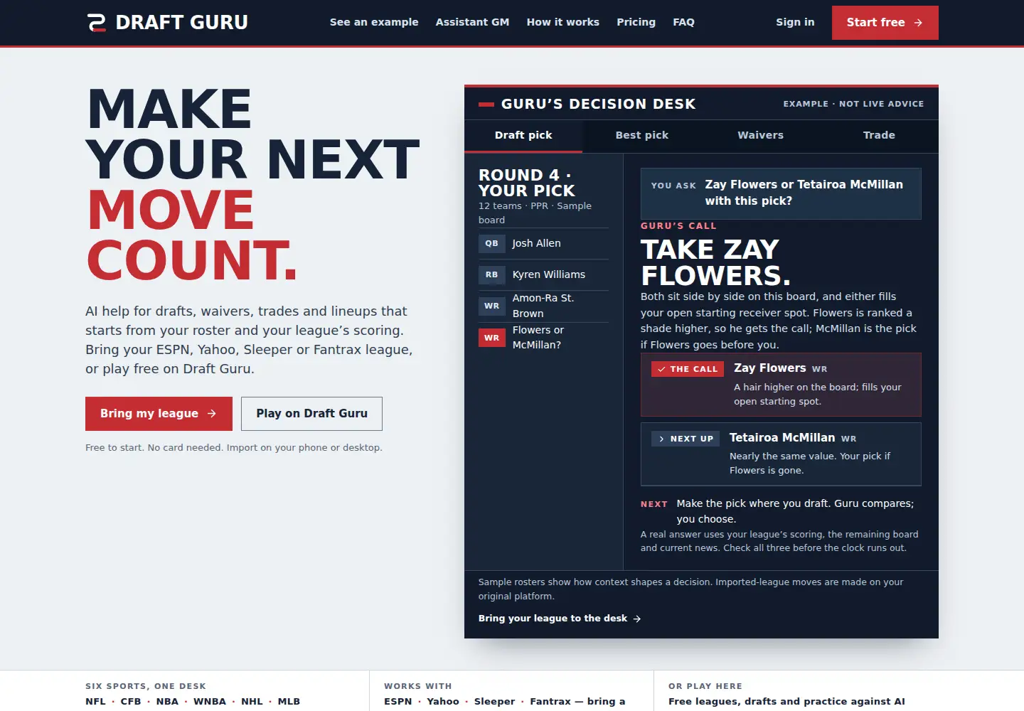 Screenshot of draftguruai.com