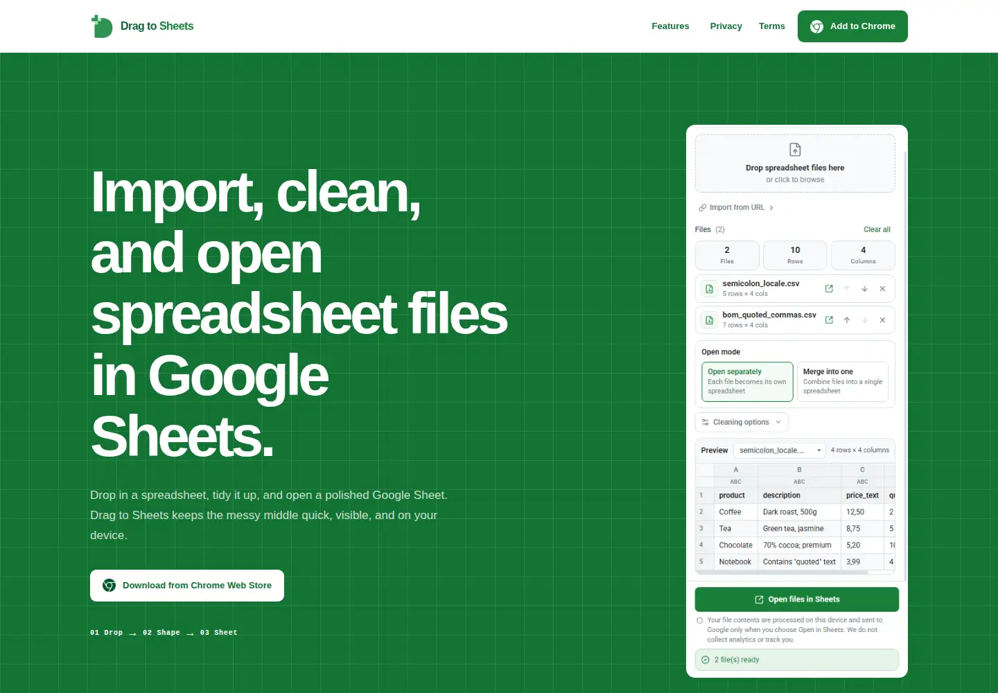 Screenshot of dragtosheets.com