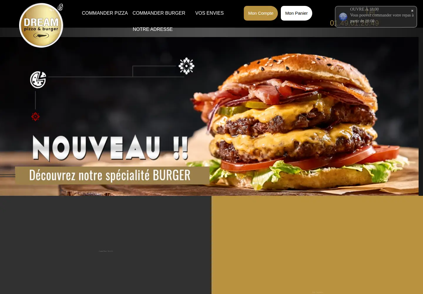 Captured homepage of dream-pizza.com in the current scan