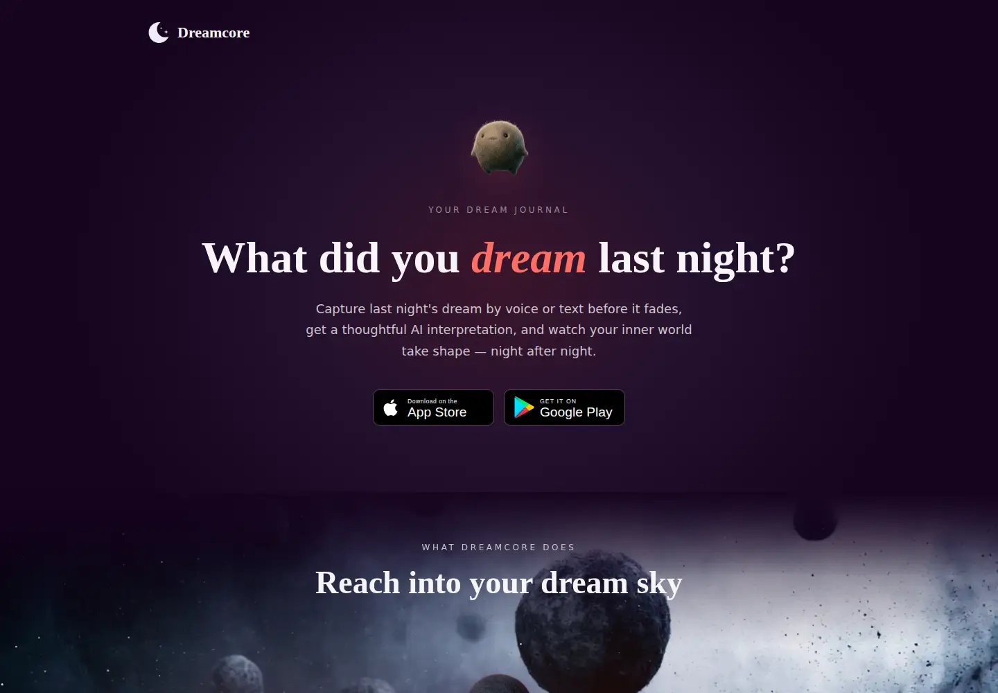 Screenshot of dreamcore-app.com