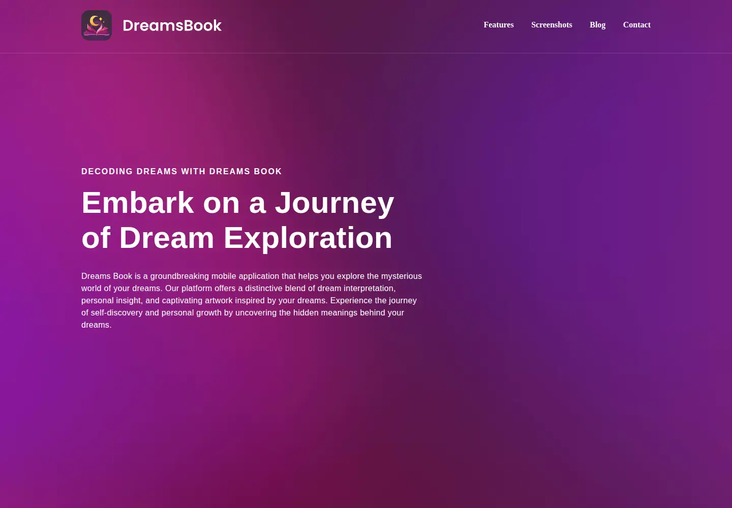 Captured homepage of dreamsbookapp.com in the current scan